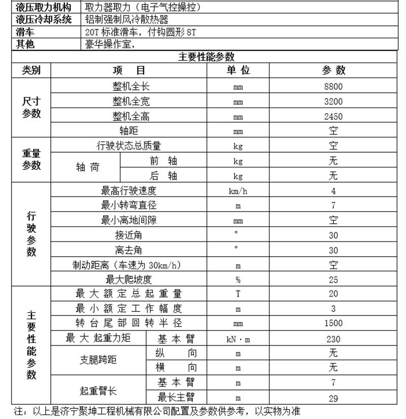 20噸履帶吊性能參數(shù)